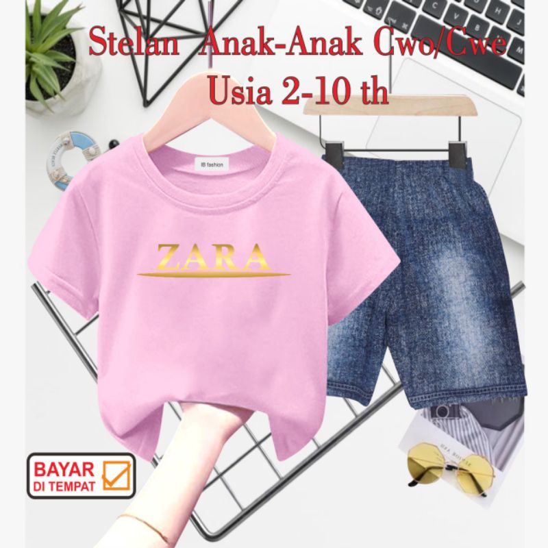 ((IB))SETELAN ANAK2 PEREMPUAN SEMI JEANS/Z4R4 DIGITAL SABLON