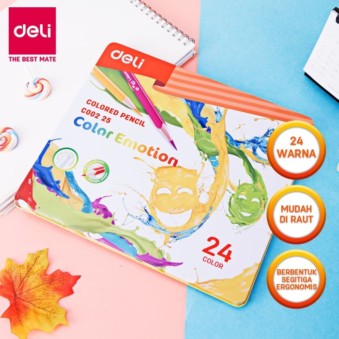 

(DISKON TERMURAH) Deli Pensil Warna / Colored Pencil - 24C 24warna/box EC00225