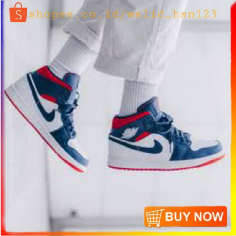 NIKE AIR JORDAN 1 MID USA NAVY WHITE BLUE