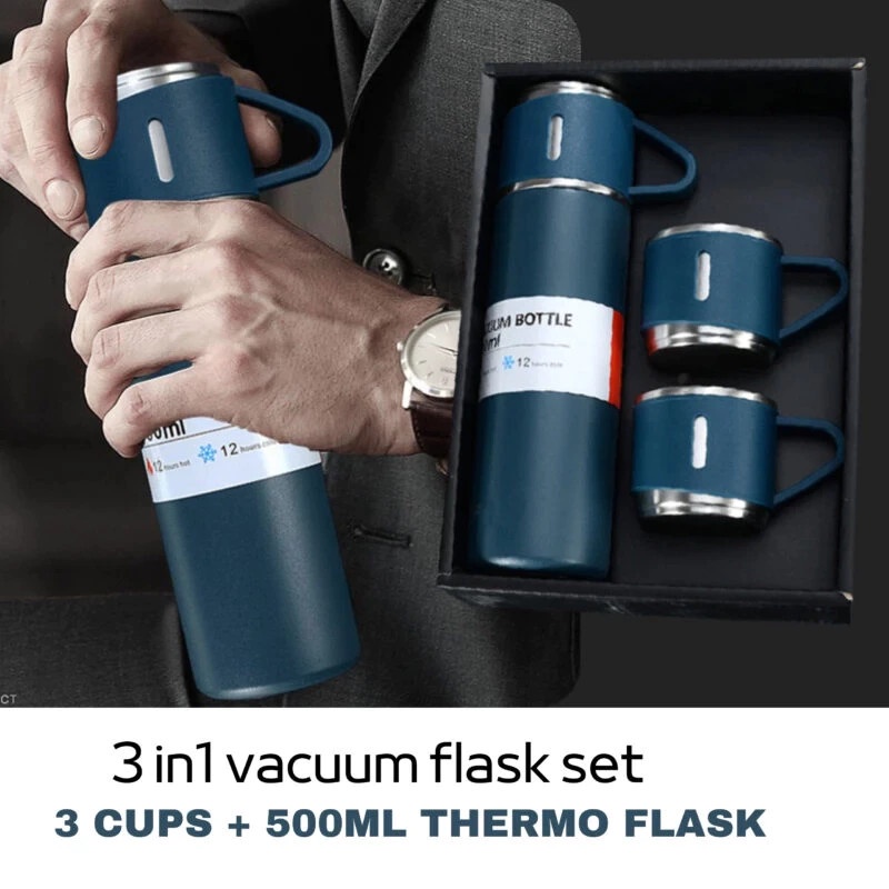 [ASS]Termos Vacuum Flask/Set Botol Minum Cangkir Premium 500ml Panas Dingin