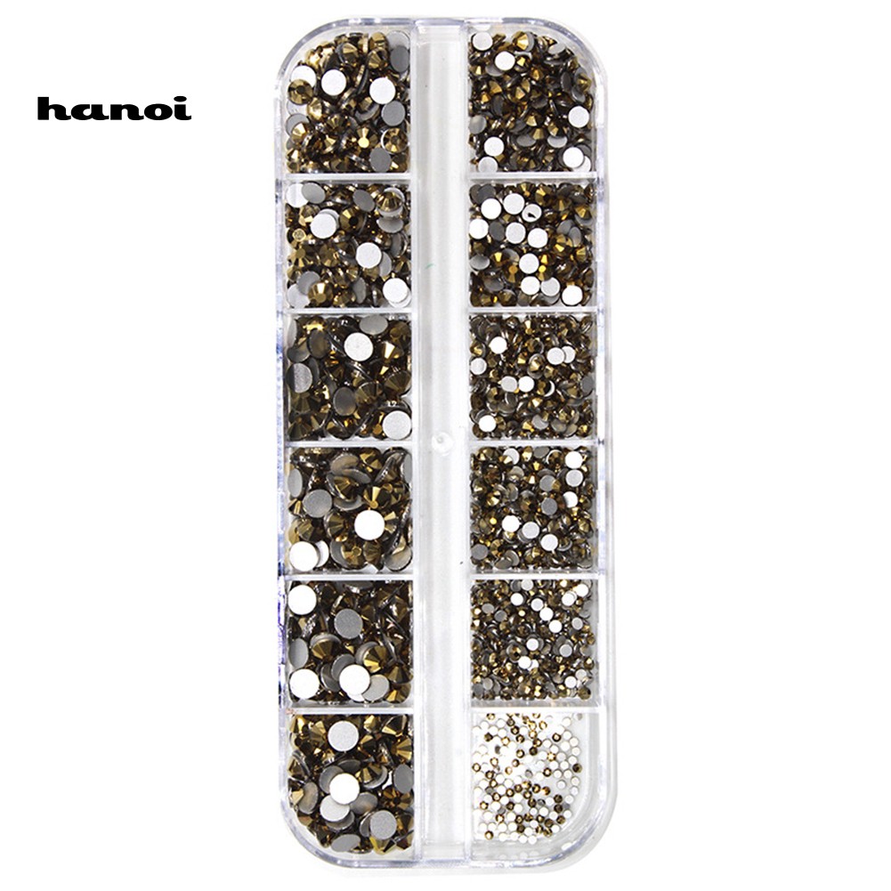 12 Grid 3D DIY Glitter Nail Art Rhinestone Sequins Decoration Manicure Tips