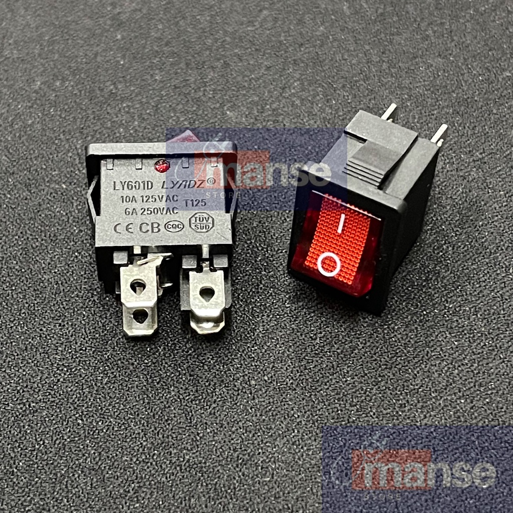 Jual Saklar Karaoke On Off 4 Pin Lampu Merah / Rocker Switch 4 Kaki ...