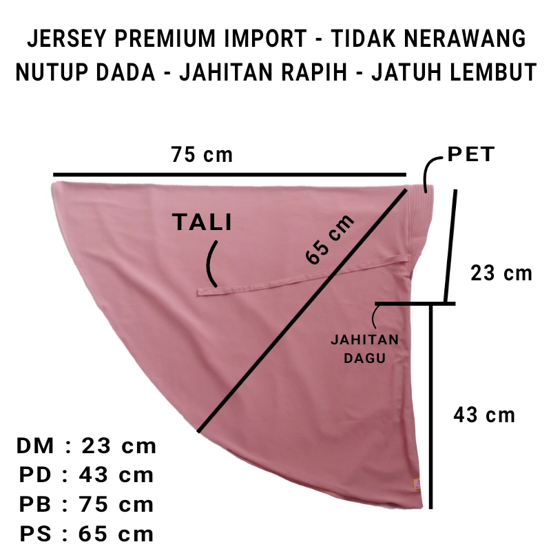 HIJAB MARYAM TALI DEWASA JERSEY PREMIUM 10 TAHUN KEATAS-JILBAB BERGO-ADEM DAN JAHITAN RAPI-KBSN- kode L-3