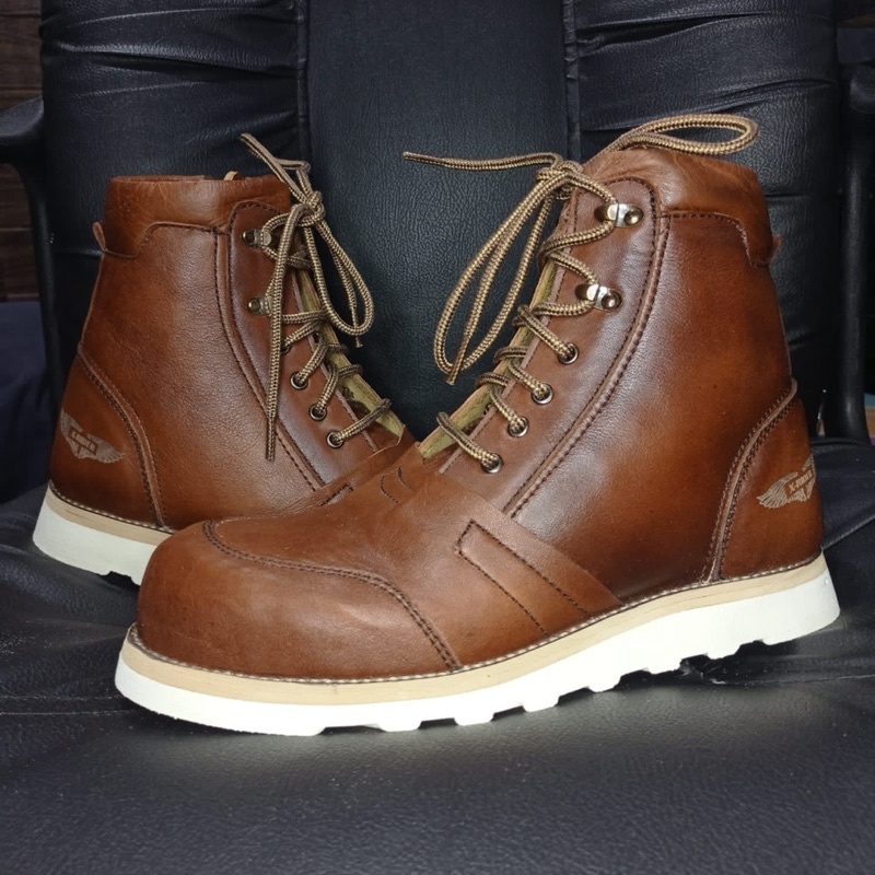 Xrider Safety Boots Riding Vintage Brown Kulit Asli