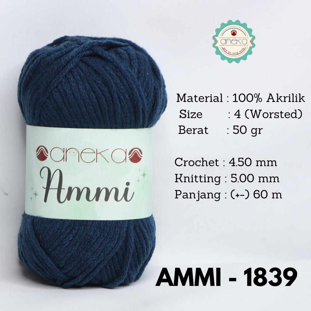 Benang Rajut Ammi / 100% Acrylic / 6 Ply Akrilik - 1839 (Navy)