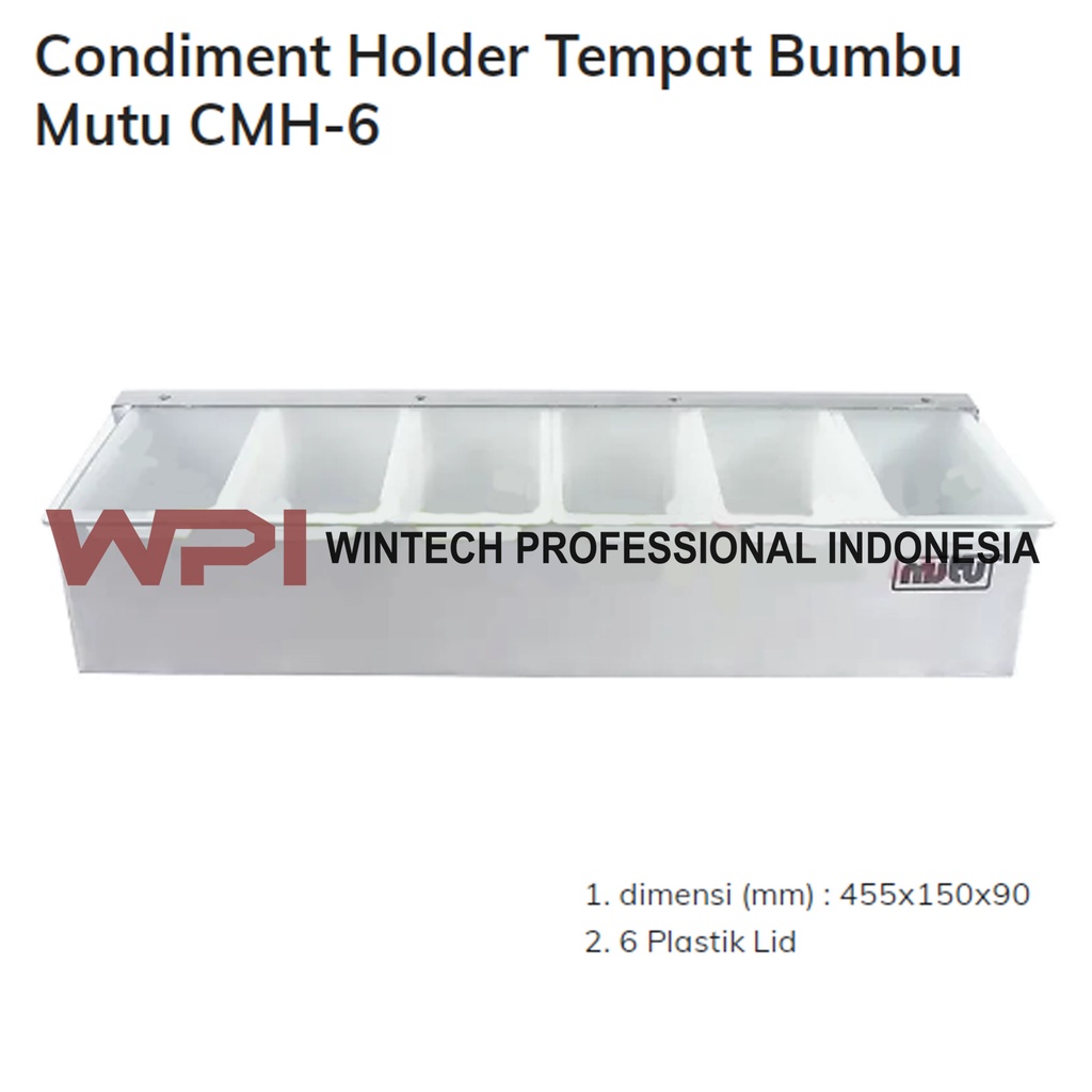 Jual Mutu CMH6 SS Condiment Holder Plastic Container + Transparent Lid
