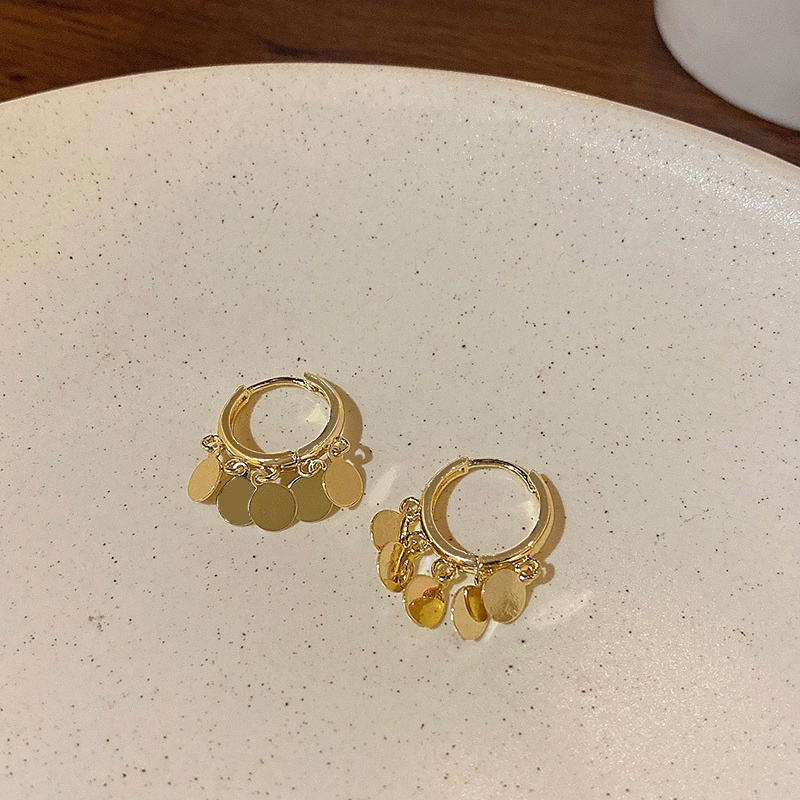 Anting Hoop Rumbai Bahan 925 silver needle Metal