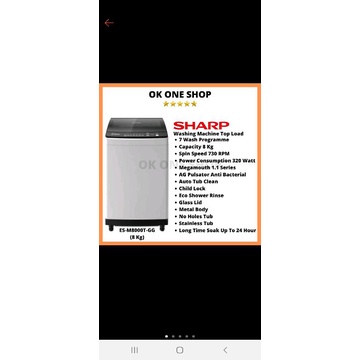 MESIN CUCI SHARP 1 TABUNG ESM 8000