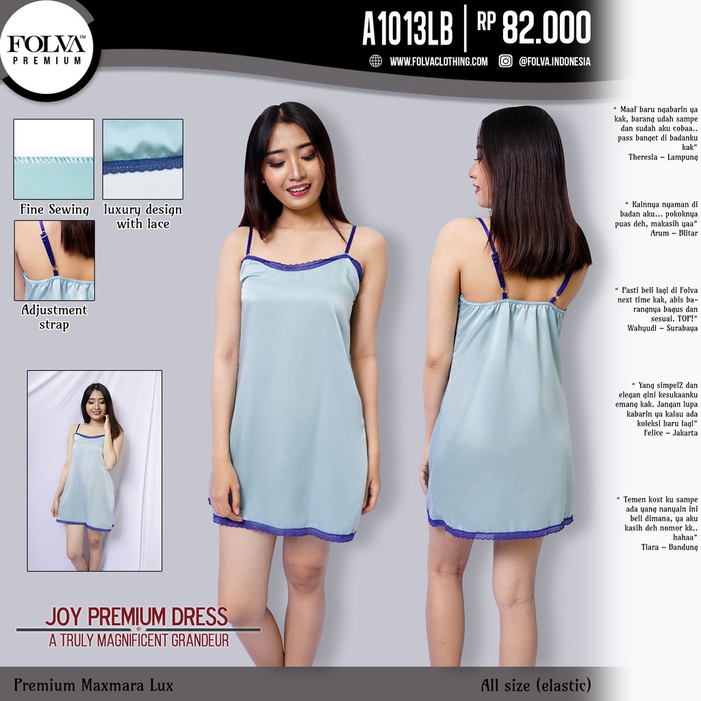 FOLVA premium tanktop dress baju rumah maxmara A1013LB biru all size