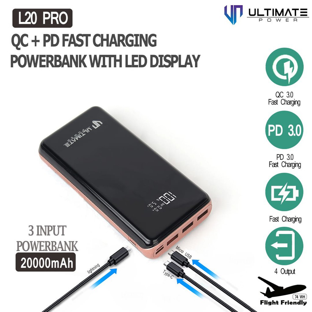 POWERBANK ULTIMATE POWER L20 PRO 20.000 MAH