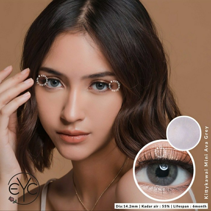 Promo - softlens soft len soflen MINI AVA Dia14.2mm KITTY KAWAII NORMAL MINUS - GREY MINUS - Sedia 1