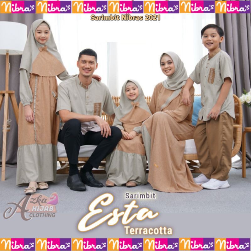 SARIMBIT NIBRAS 2021 ESTA / BAJU MUSLIM COUPLE KELUARGA / SERAGAM KELUARGA / BAJU SERAGAM LEBARAN