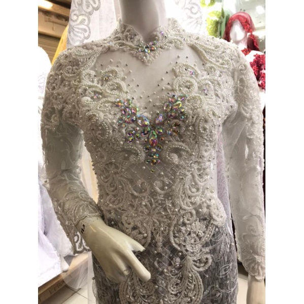 Kebaya Akad Warna Putih Bersih Full Payet (Tanpa Kain)