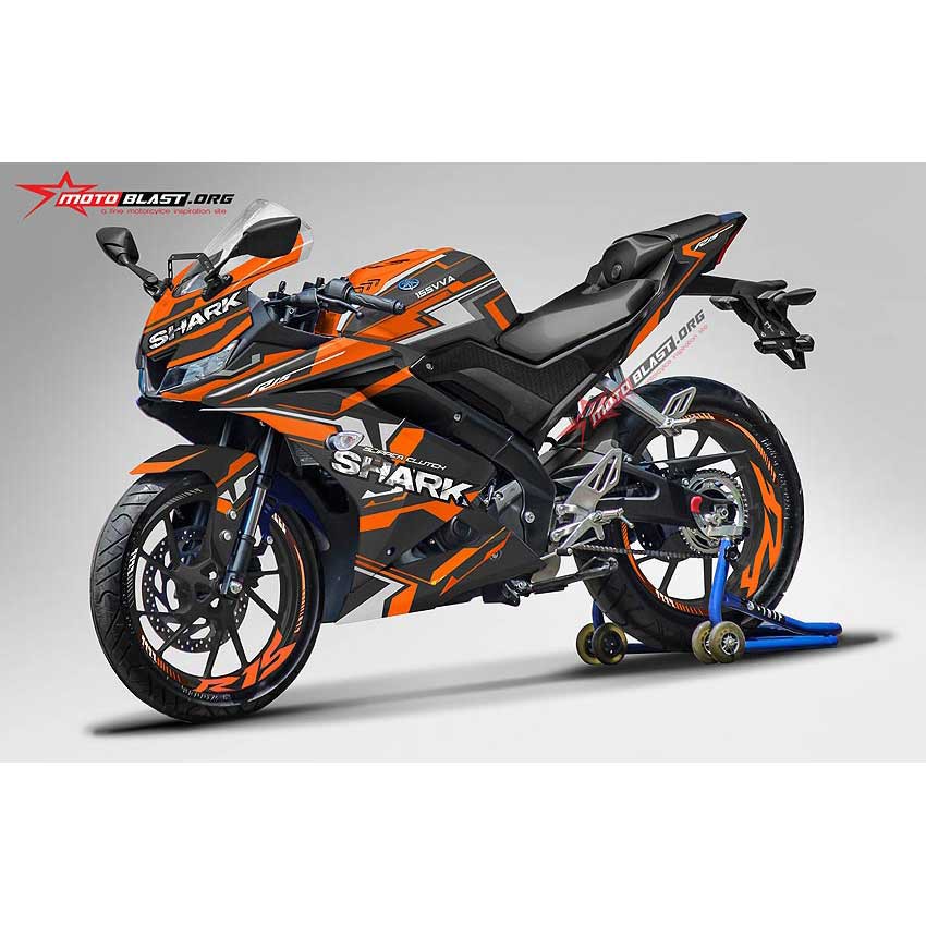 Decal Stiker R15 V3 BLACK ORANGE SHARK