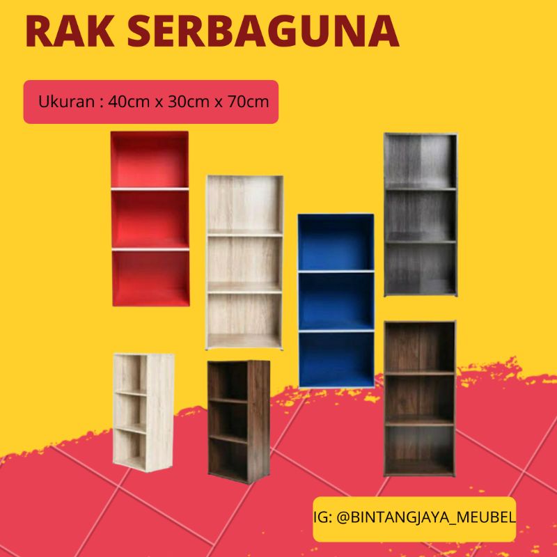 Rak Lemari serbaguna KAYU PARTIKEL / Rak Buku / Rak Baju / Rak Kaset  3 susun