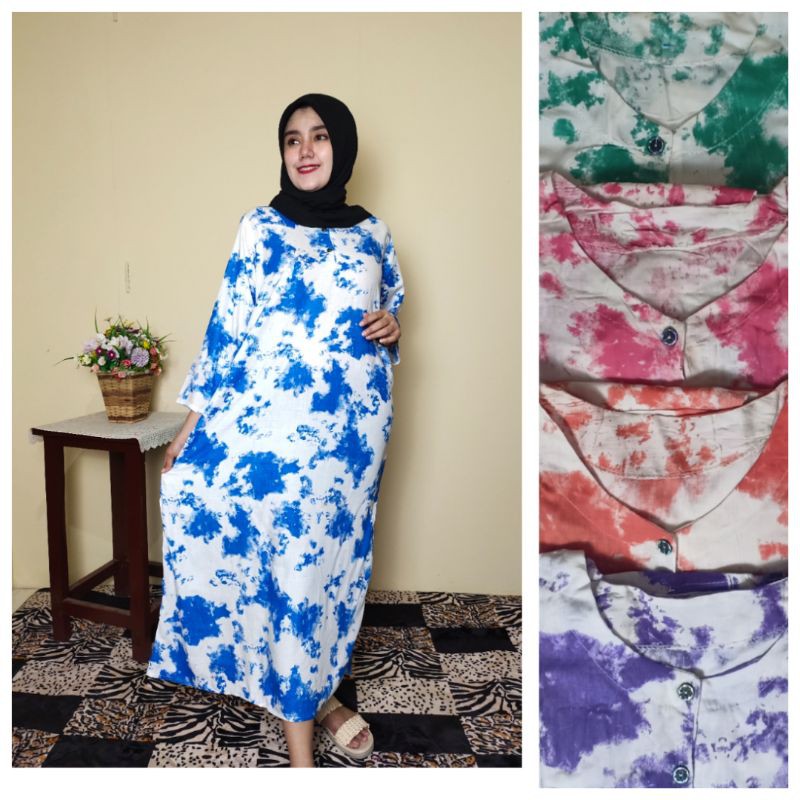 Daster Bali Tie dye/Dress Bali/Daster Viral Ruffe/Daster Pekalongan/Longdrees/Homedress/Daster Busui