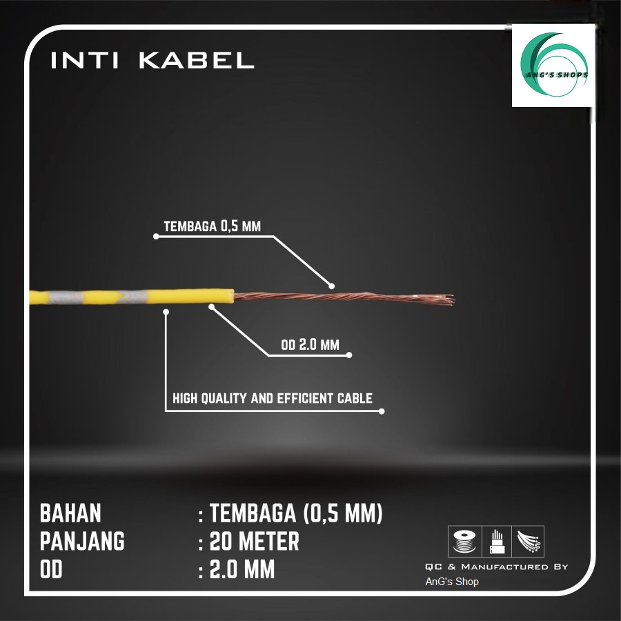 Kabel Otomotif Body Bodi Bintik OD 2.0mm x 20 Meter Untuk Kelistrikan Mobil Motor standart astra