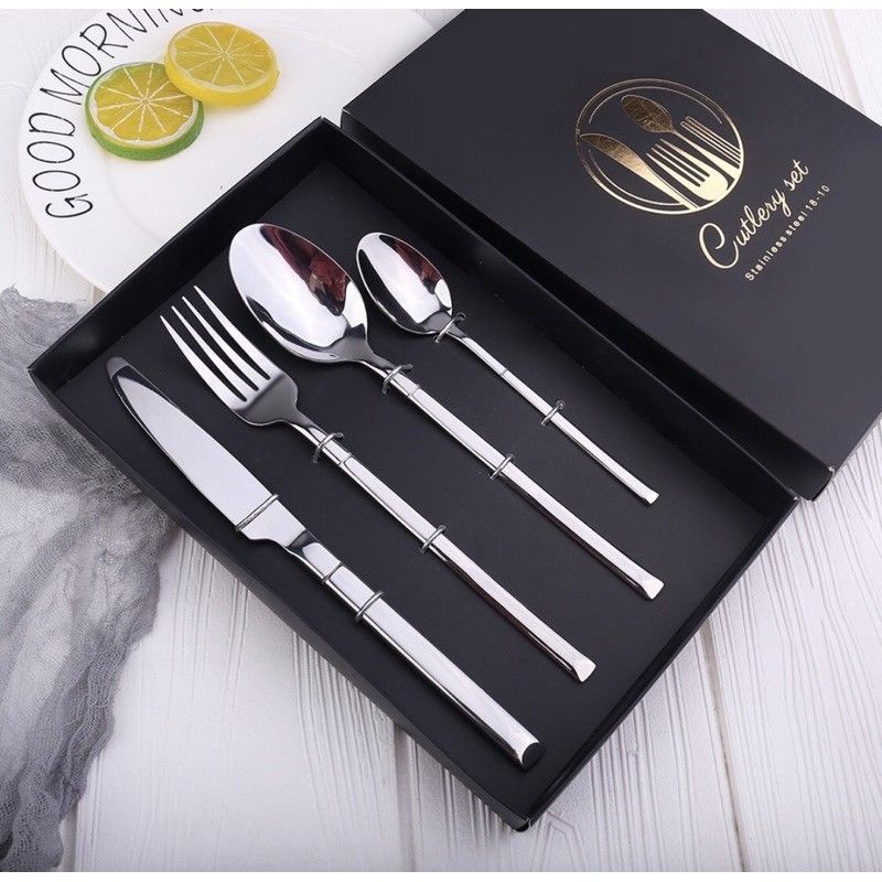 Cutlery Set Golden BNIB Alat Makan Sendok Garpu Knive Tea Spoon Fork Chopstick Gold Pink Black Malang Food Foodies Fancy Pretty Beautiful Round Platter Photograph Photography Premium Quality Stenlis Stenlish Steel Hoki