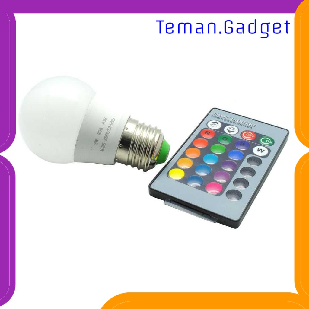 TG-DG071 BONDA LAMPU BOHLAM RGB DENGAN REMOTE CONTROL E27 3W - B2