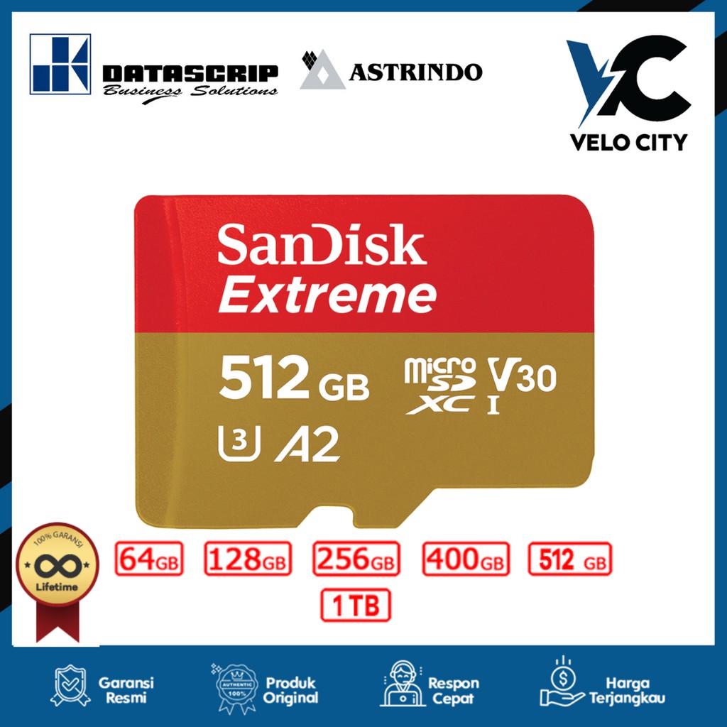 Micro SD 512GB Sandisk Extreme V30 microSDXC UHS-I - Garansi Lifetime