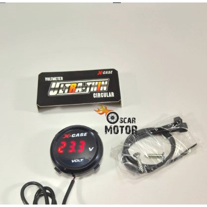 Voltmeter Mini Bulat 6577 Pengukur Aki Listrik Digital Waterpoof Xcase Motor Universal