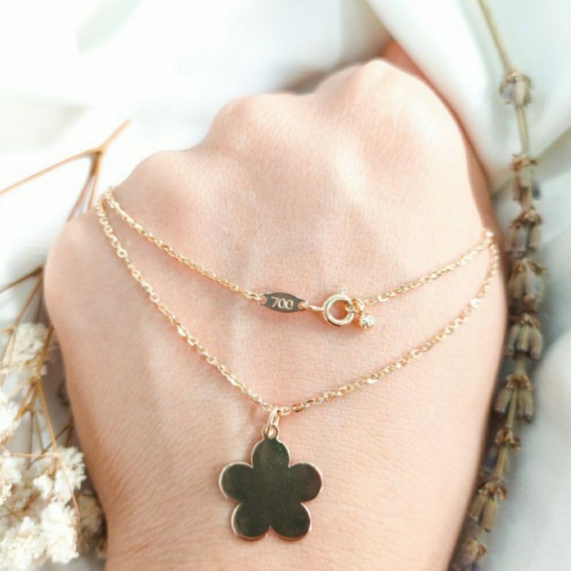 Kalung Rantai Tali Liontin pendant Bunga Perhiasan Gold Emas asli