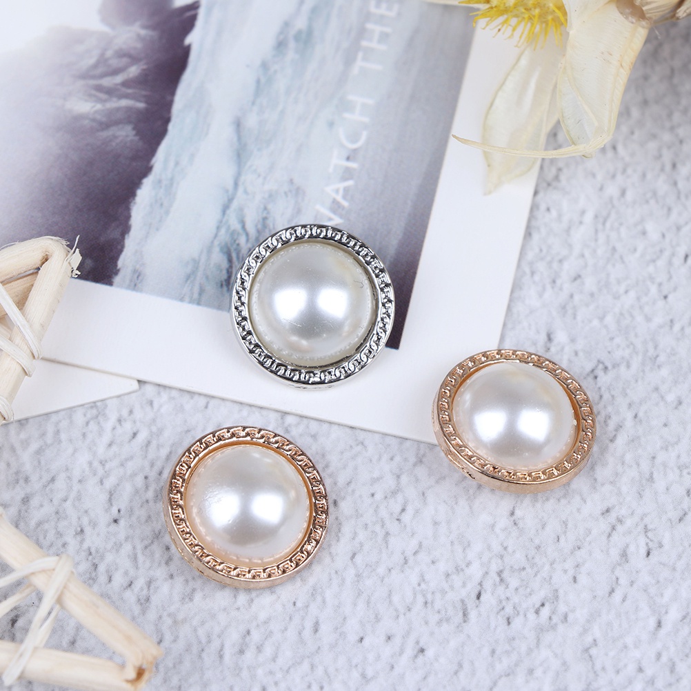 10pcs Kancing Bahan Metal Mutiara Untuk Membuat Scrapbook Diy
