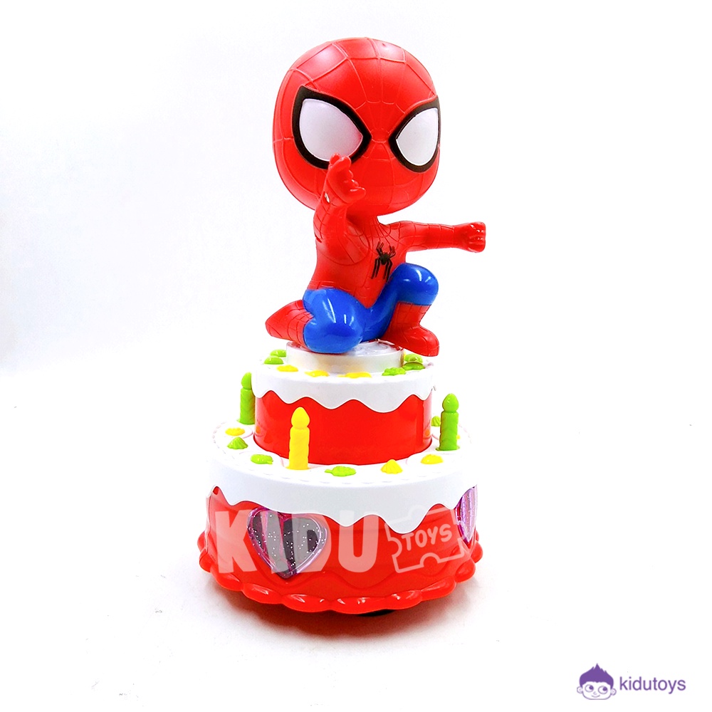 Mainan Kue Ulang Tahun Spiderman Musik Lampu Bisa Berputar Birthday Cake Spiderman Kidu Toys