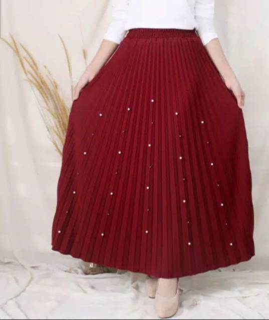 Rok Plisket Mayung Mutiara / Pleated Skirt Pearly