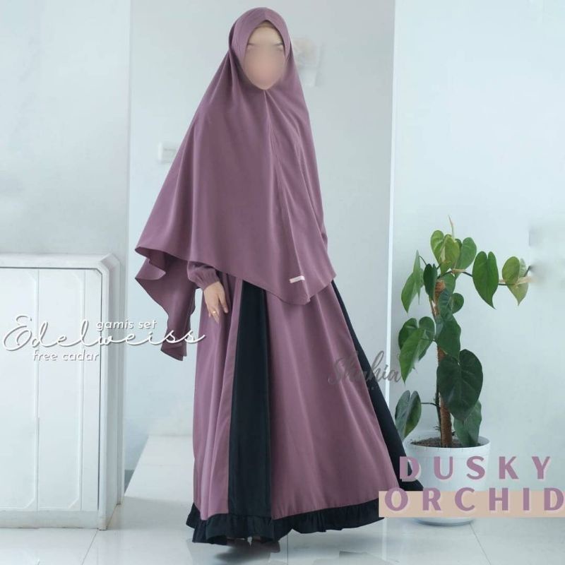 Gamis Set Free Cadar Edelweis Set by Shahia Syari