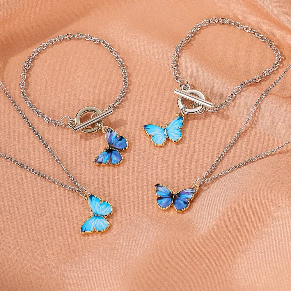 Blue Butterfly Gelang Liontin Kupu kupu  kalung liontin blue butterfly