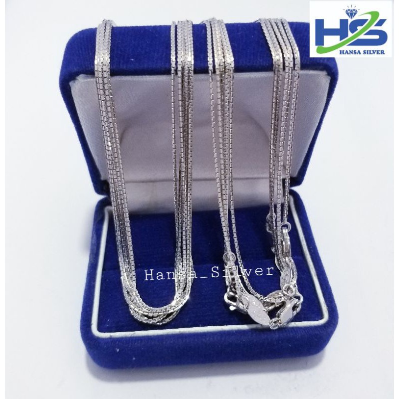 Kalung Perak Asli Silver 925 Lapis Emas Putih Model Italy Santa - Kalung Perak Pria Wanita Anti Karat