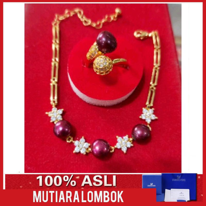 set perhiasan gelang cincin mutiara lombok asli mutiara air tawar mutiara lombok jewellery pearl