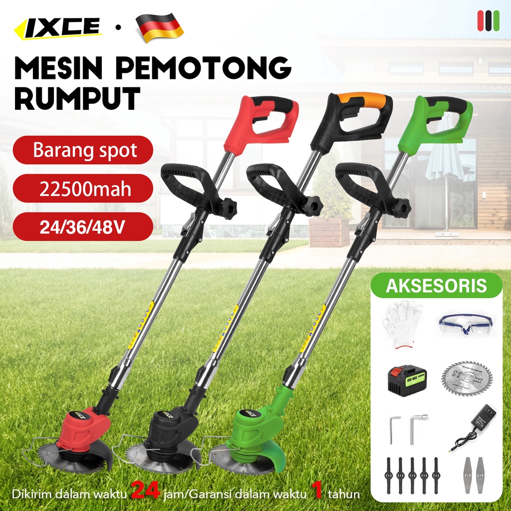 IXCE Mesin pemotong rumput 24V/36V/48V Multifungsi Listrik Rumah Tangga Mesin Pemotong Rumput Kecil Baterai Lithium Isi Ulang Mesin Pemotong Rumput Daya Tinggi Harga grosir bisa nego