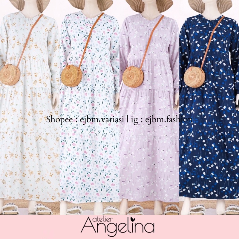 ATELIERANGELINA Bella Dress - Ruellia Lilac Snow, Calica Soft Mint, Ruellia Navy, Mixed Floral White