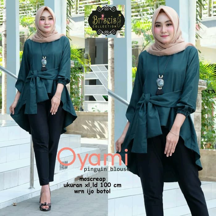 blouse atasan wanita tunik muslim wolfice oyami hijau