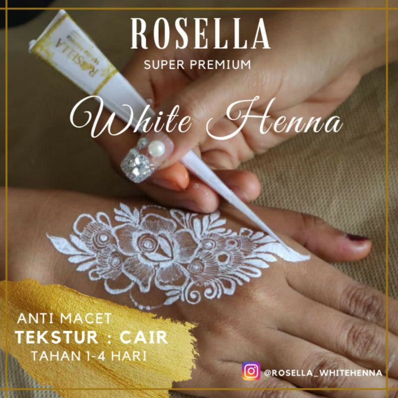 White Henna Rosella/ White Henna Waterproof Awet  Tahan Lama/ White hena premium