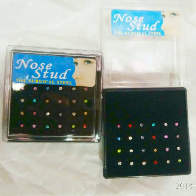 Anting hidung/stud nose/anting tusuk stenlis isi 24 pcs