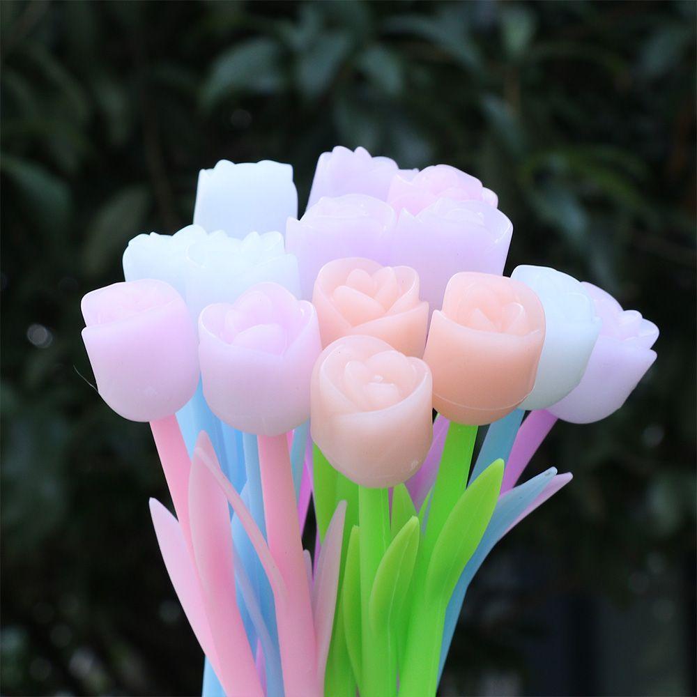 R-flower 5pcs Pulpen Gel Bentuk Bunga Mawar Dapat Berubah Warna Untuk Anak