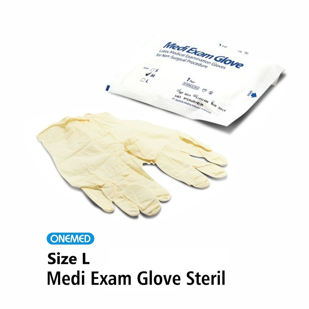 Sarung Tangan Medi Exam Glove Sterile OneMed 1 Pasang Size L OJB