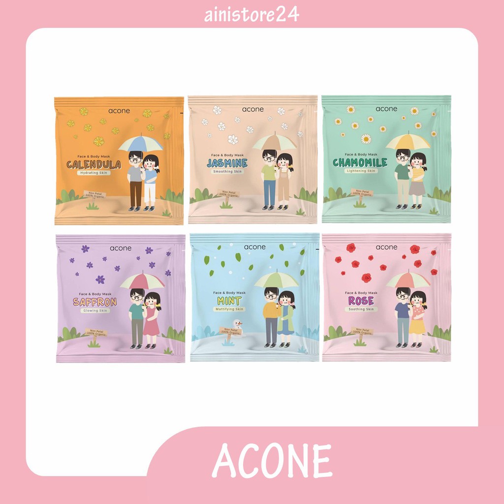 Masker Wash Off Organik Mask Acone BPOM Acone.id Masker Wajah Organic Face Mask 10 gram