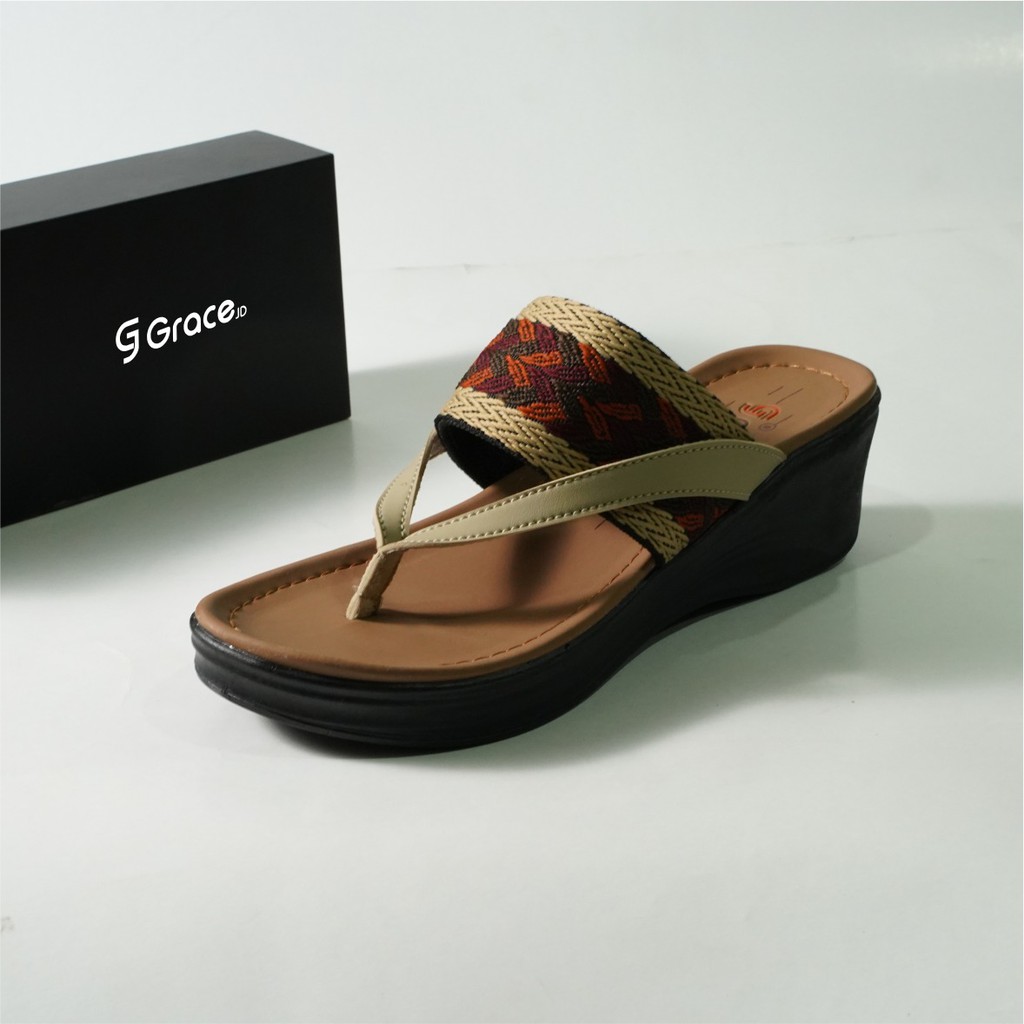 GRACE [ATR HAK] Sandal Hak Japit Cewek Turki/ Sendal Hak Wanita Turkey/ Sandal Wedges Cewek-1