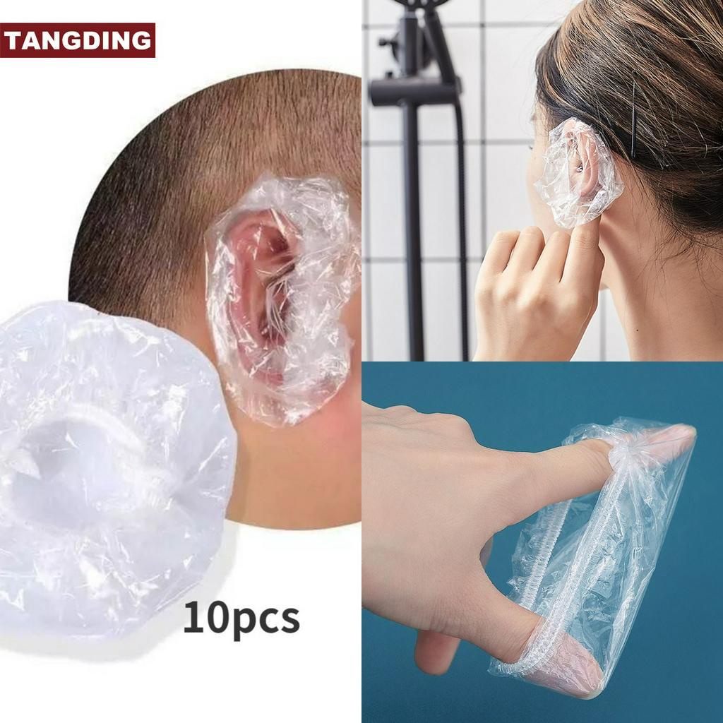 (Cod Tangding) 10pcs Penutup Telinga Bahan Plastik Transparan Anti Air Sekali Pakai