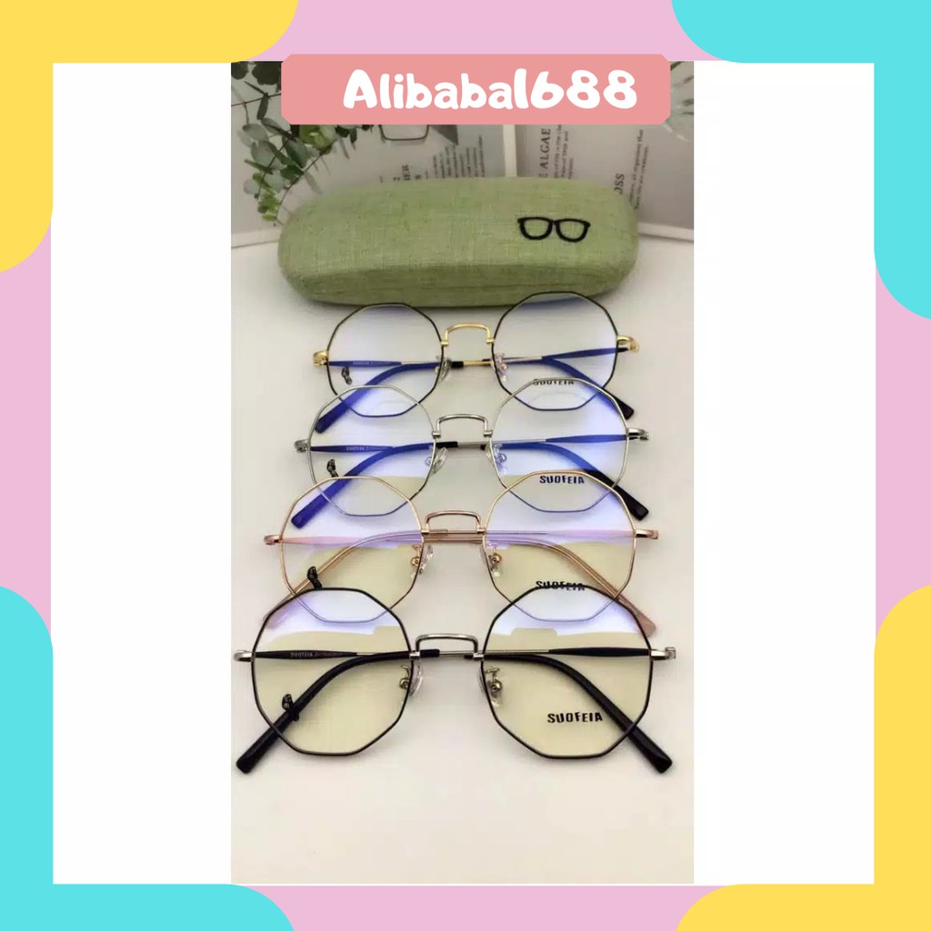 *ALIBABA1688*COD Kacamata Baca Frame Kacamata Anti Radiasi Metal Gaya Retro Pria / Wanita