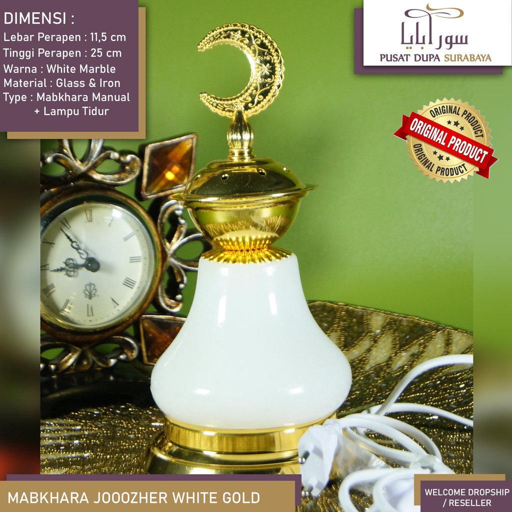 Mabkhara Dupa /Tempat Dupa Lampu Tidur/Glass Luxury/Classy/Prapen