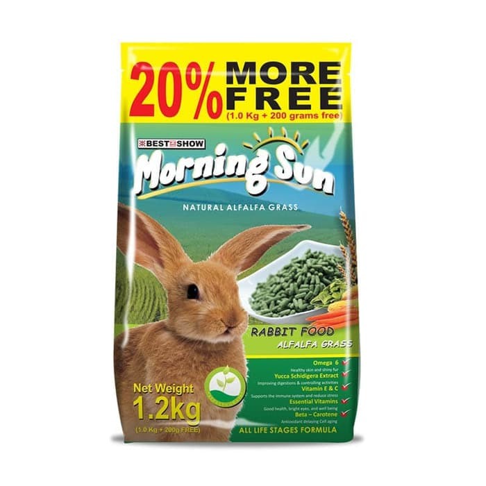 Makanan Pakan Pelet Kelinci MORNING SUN Alfafa Grass for Adult Rabbit 1,2kg