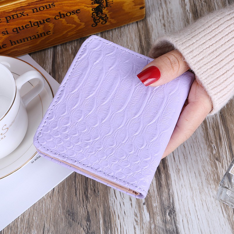Dompet Lipat Pendek Wanita Impor Tipis kulit buaya Matte Womens Batam