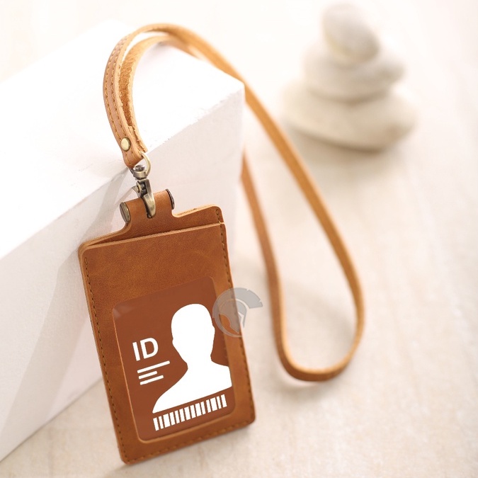 

Nametag id card Bahan PU leather card holder Name Tag Card Holder TEMBORO COKLAT