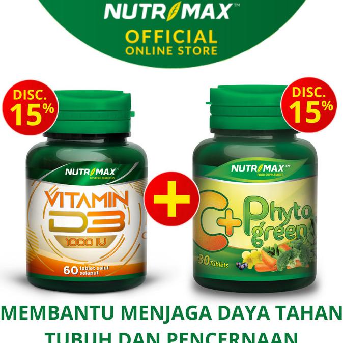 NUTRIMAX D3 1000 IU BUNDLING C+ PHYTOGREEN IMUNITAS VITAMIN TULANG Lc
