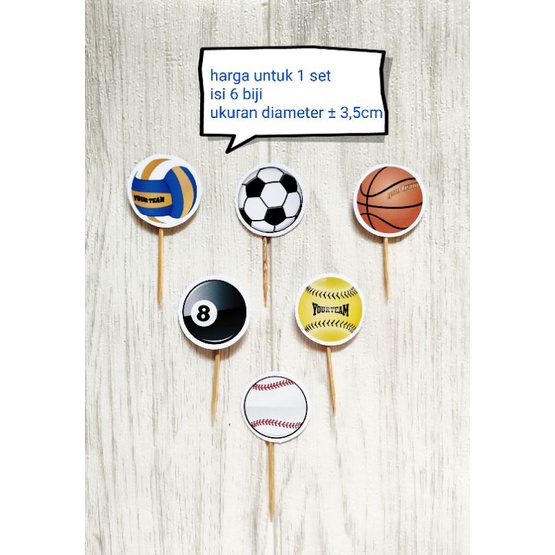 mini topper toper hiasan tusukan cupcake cup cake kue nasi tumpeng ulang tahun arisan tema aneka bol